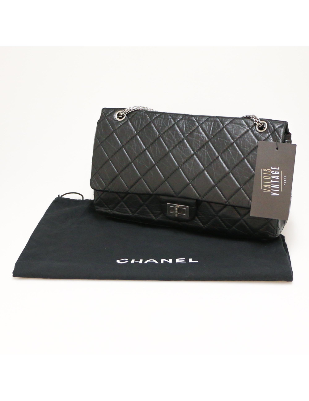 Maxi sac 2.55 CHANEL veau vieilli noir