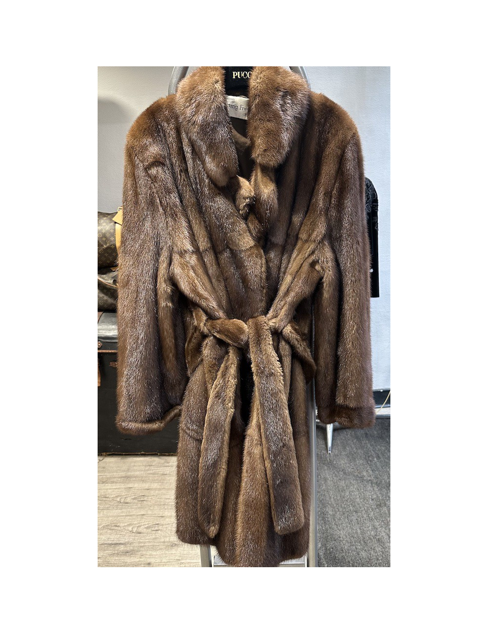 Manteau fourrure vison  SPRUNG FRERES avec ceinture