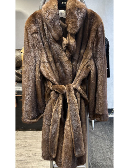 Manteau fourrure vison  SPRUNG FRERES avec ceinture