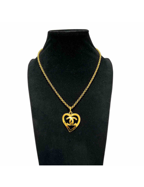 Collier CHANEL coeur CC doré
