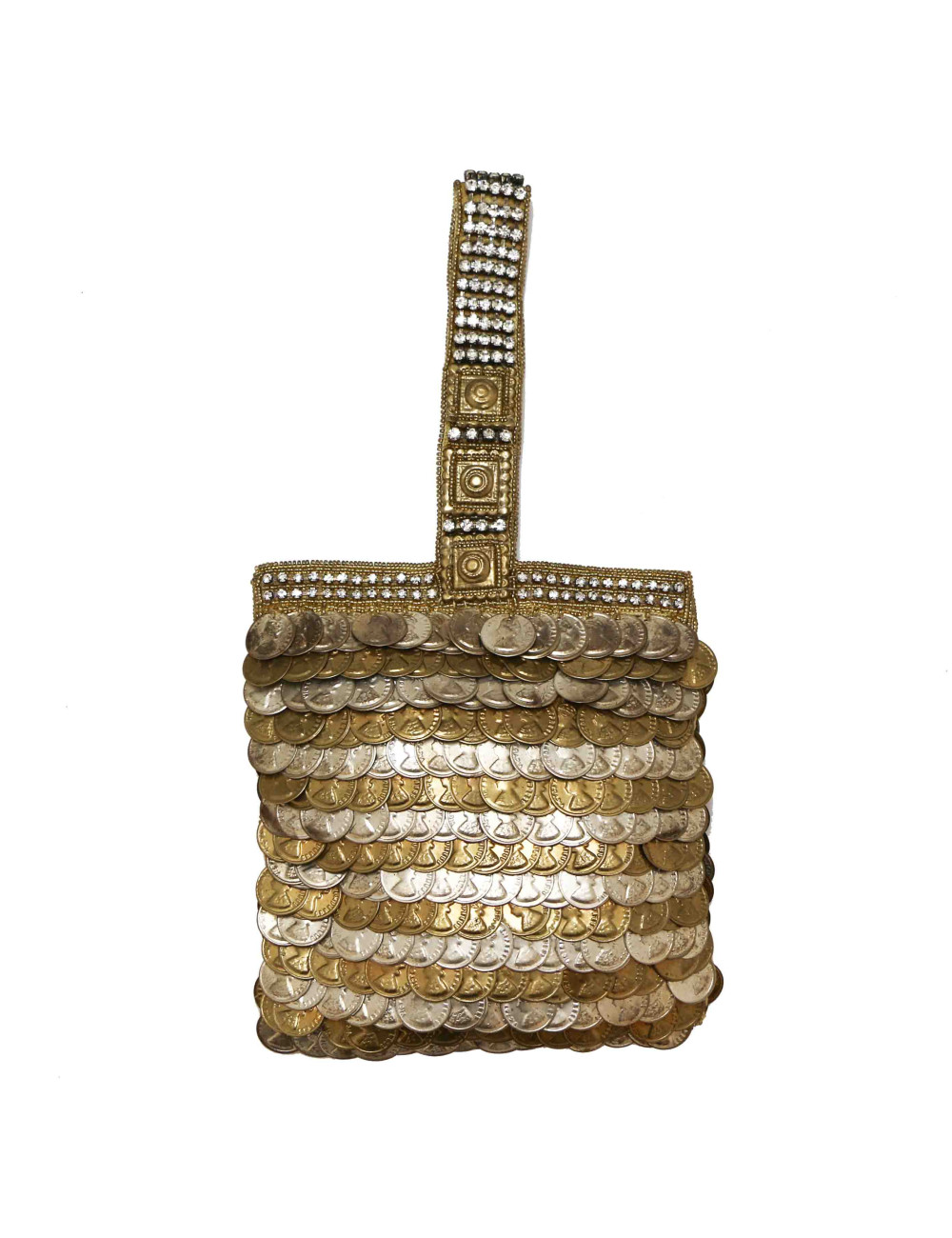 Minaudière pièces dorées à l'éfigie de la Reine d'Angleterre