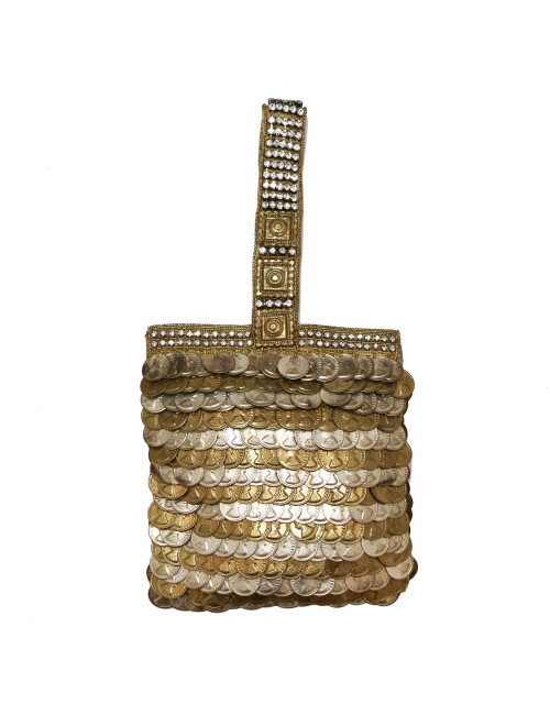 Minaudière pièces dorées à l'éfigie de la Reine d'Angleterre