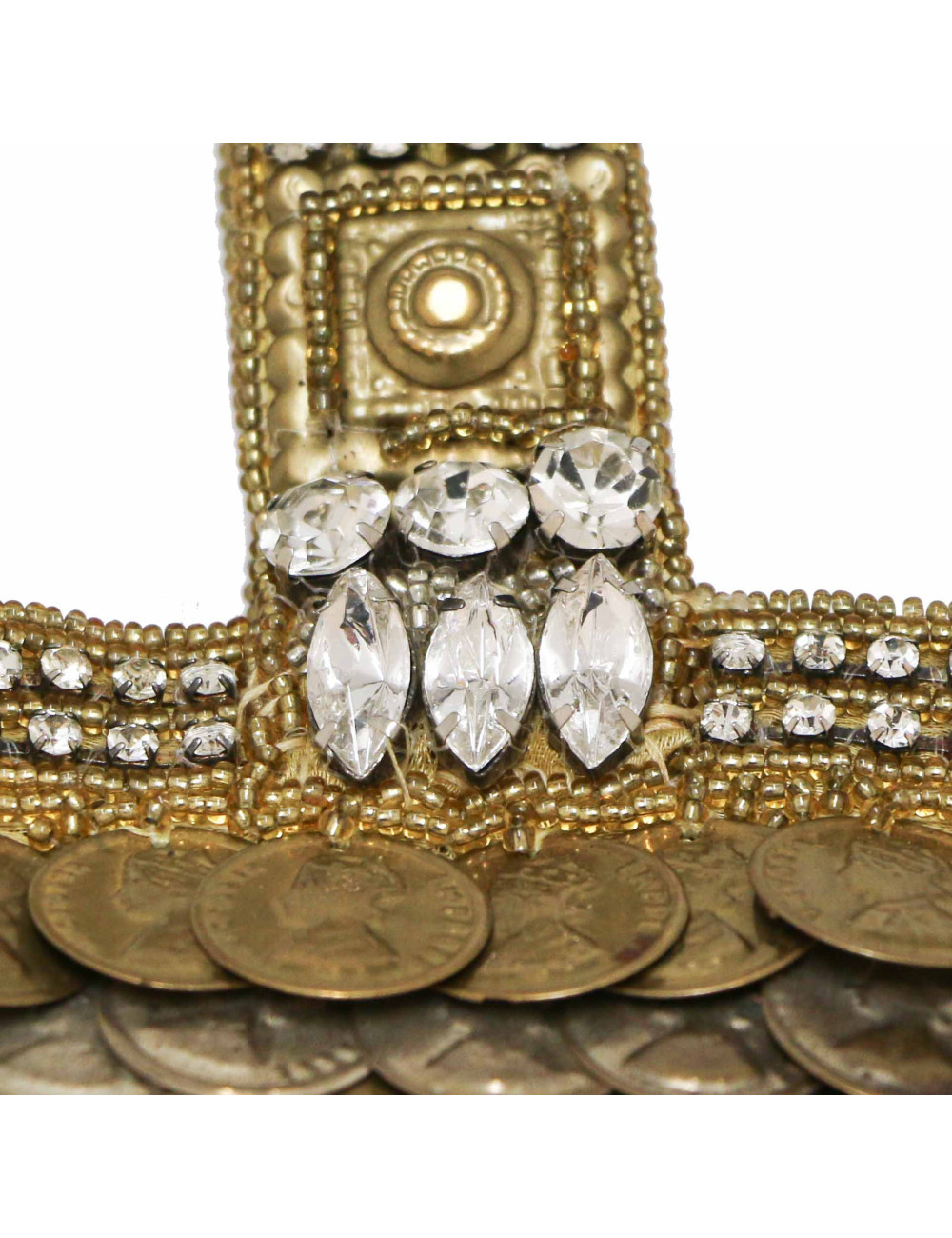 Minaudière pièces dorées à l'éfigie de la Reine d'Angleterre