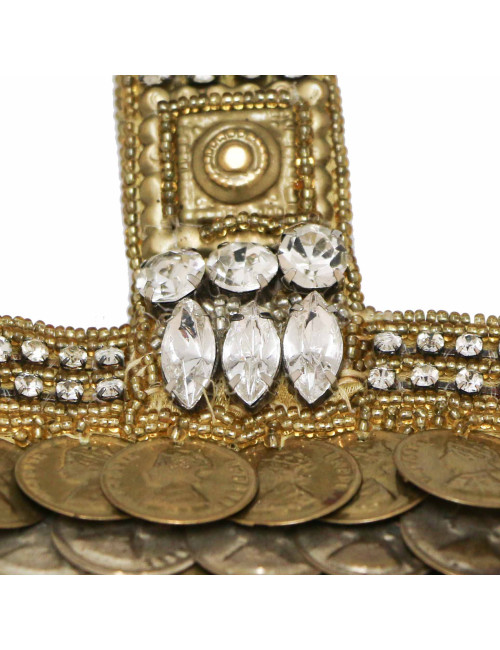 Minaudière pièces dorées à l'éfigie de la Reine d'Angleterre