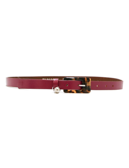 Ceinture fine PINKO cuir verni rose et boucle façon écaille