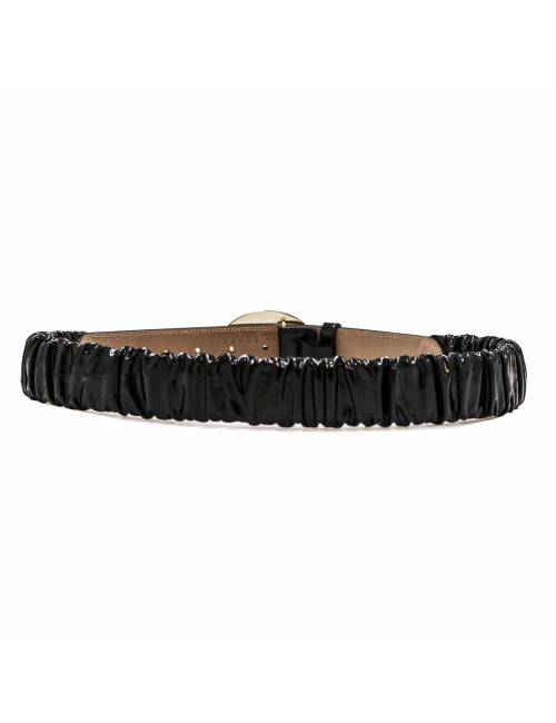 Ceinture cuir verni noir avec boucle « PATRIZIA PEPE »