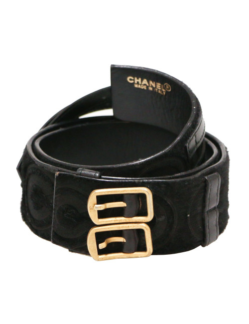 FAUSSE Ceinture COCO CHANEL T85 cuir effet poulain