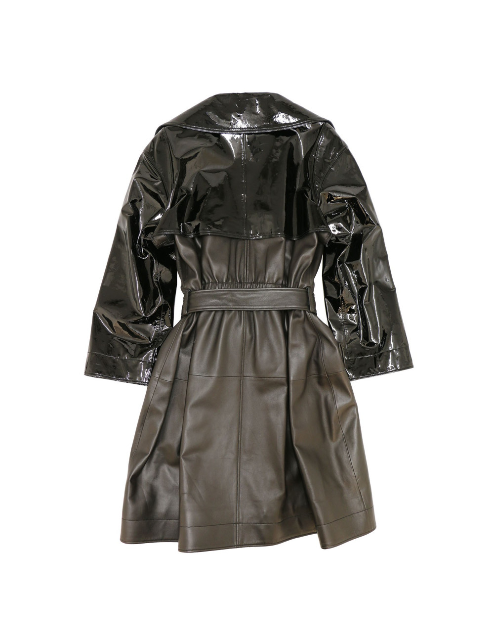 Trench T 42 CHANEL cuir verni et cuir noir