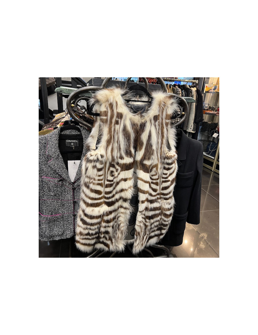 Veste sans manche SIMONE TARAVILLA blanc et marron