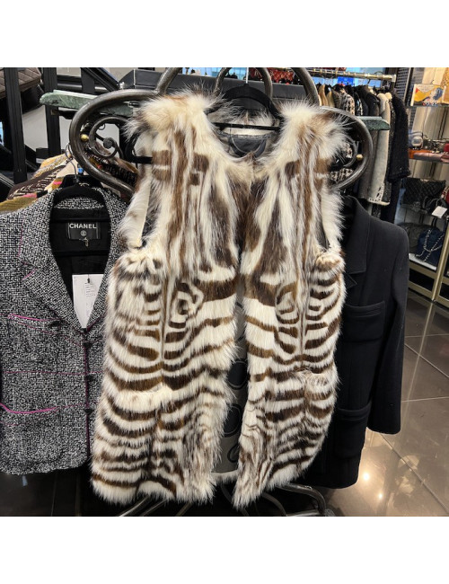 Veste sans manche SIMONE TARAVILLA blanc et marron