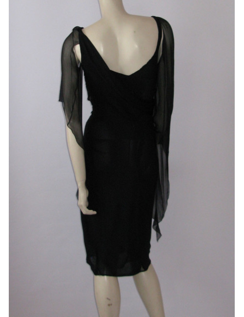 robe Chanel en soie noire T38