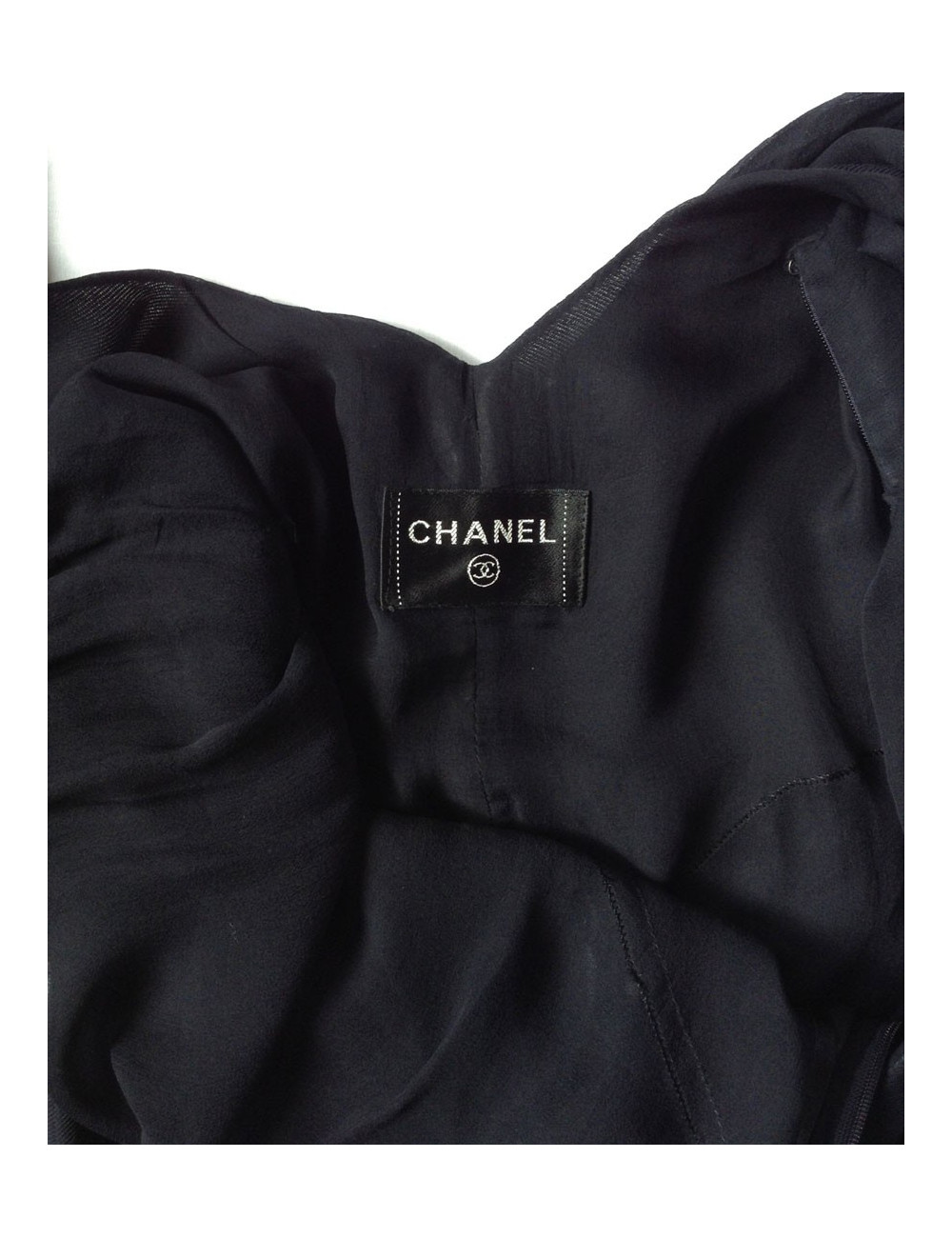 robe Chanel en soie noire T38