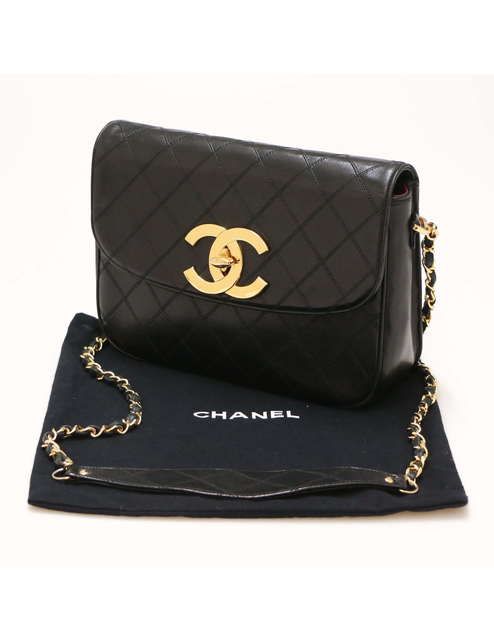 Sac CHANEL  CC cuir noir