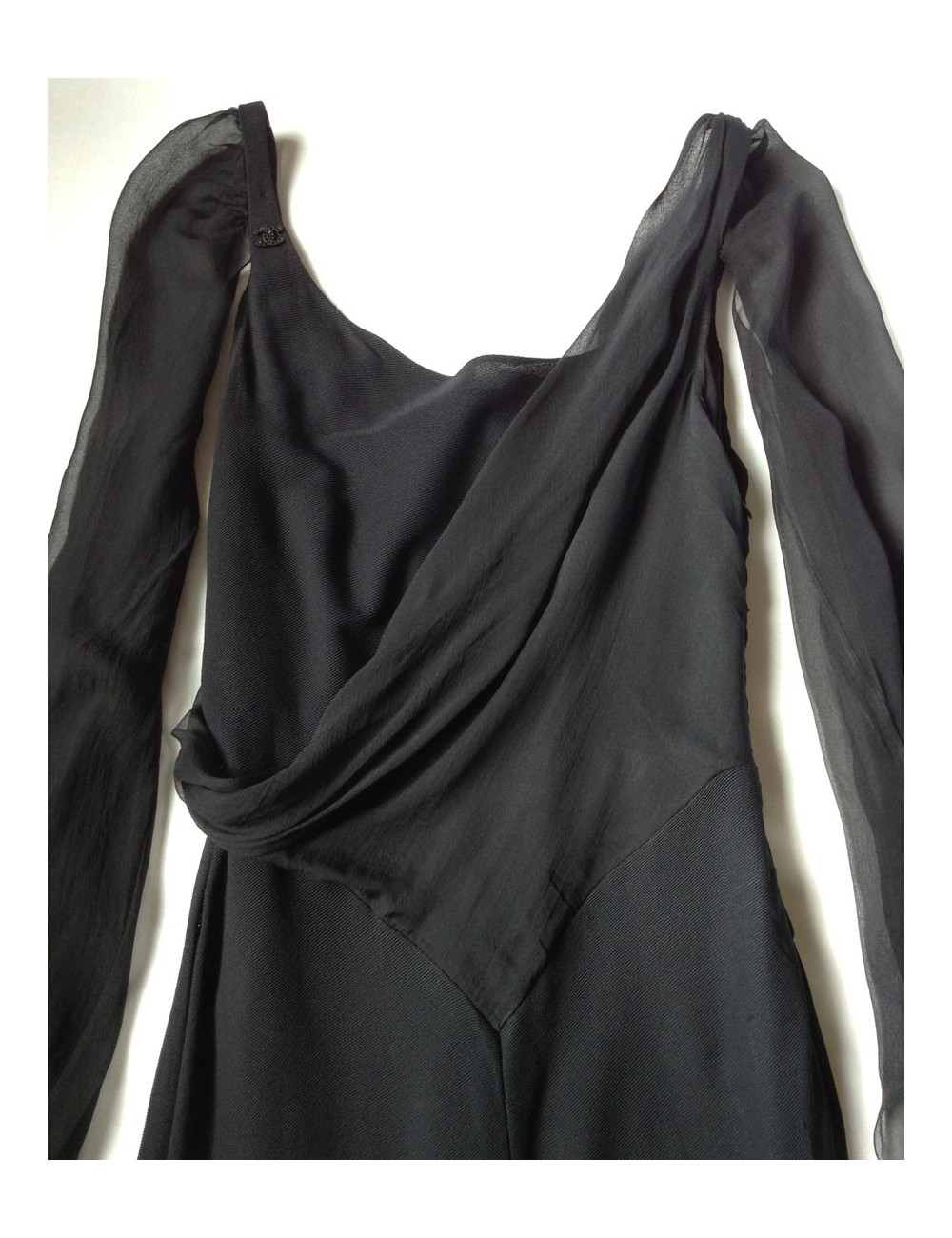 robe Chanel en soie noire T38