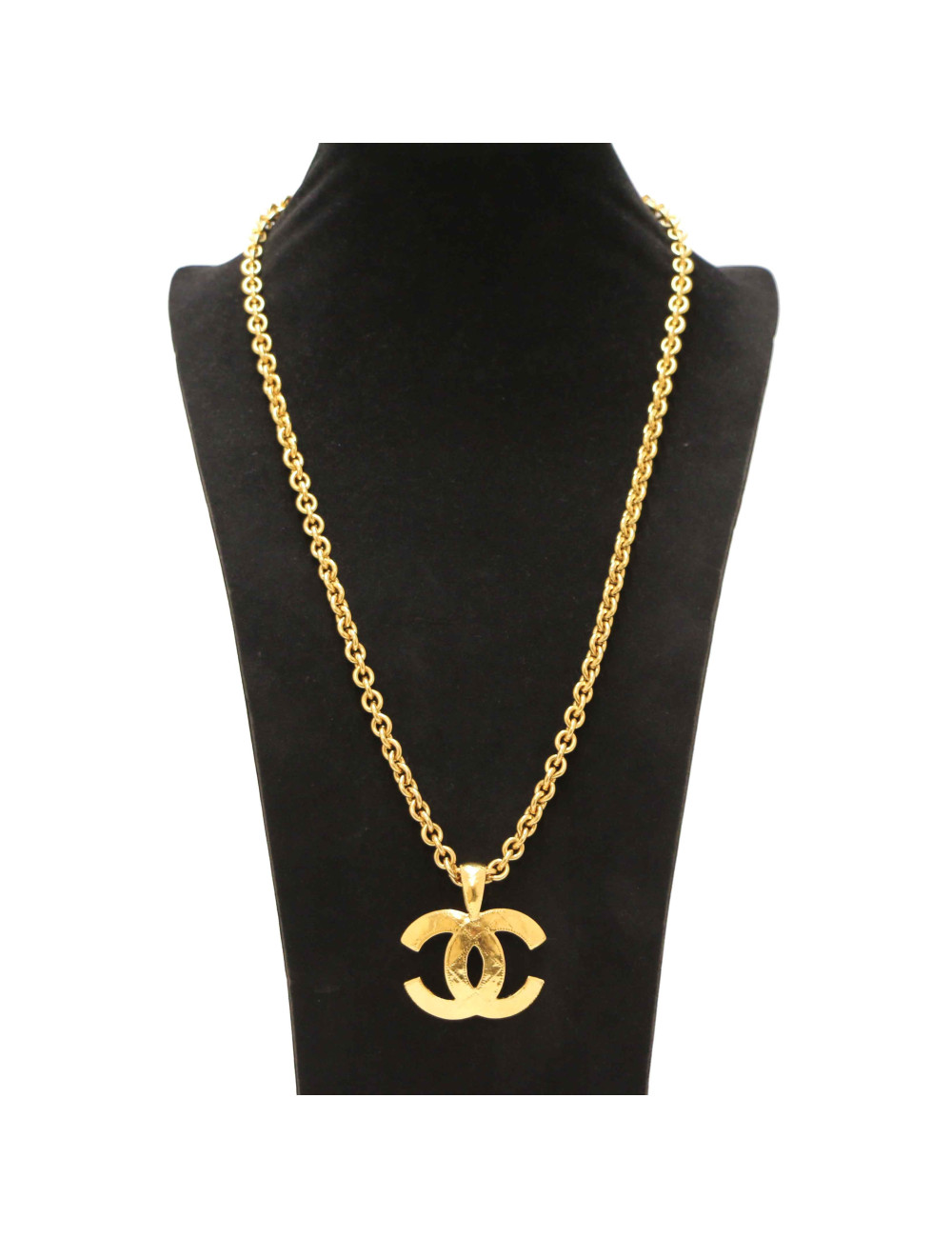 Long collier CHANEL CC matelassé doré