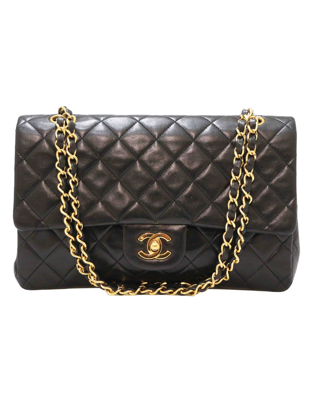 Sac CHANEL double rabat vintage noir