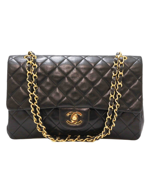 Sac CHANEL double rabat vintage noir