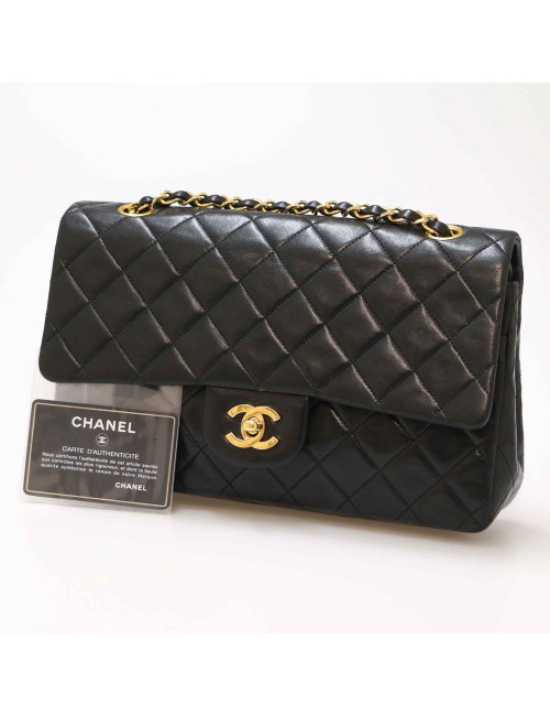 Sac CHANEL double rabat vintage noir