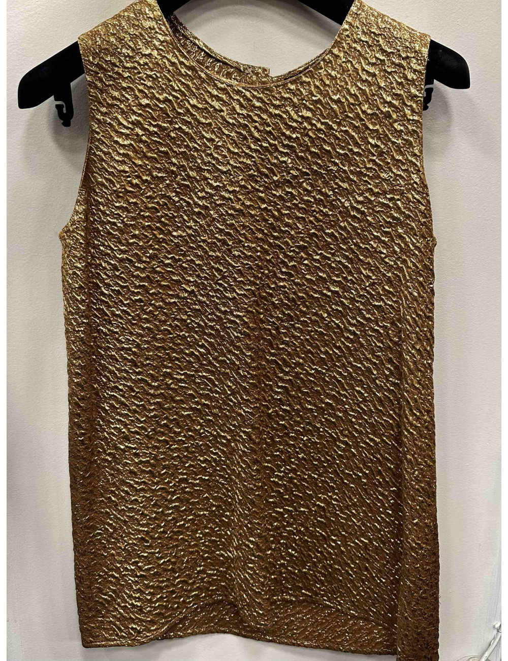  CHANEL size 36FR two-tone brown and beige wool jacket with gold lamé silk top 