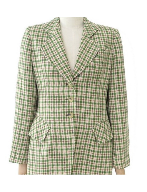 Veste longue T 42 HERMES à carreaux