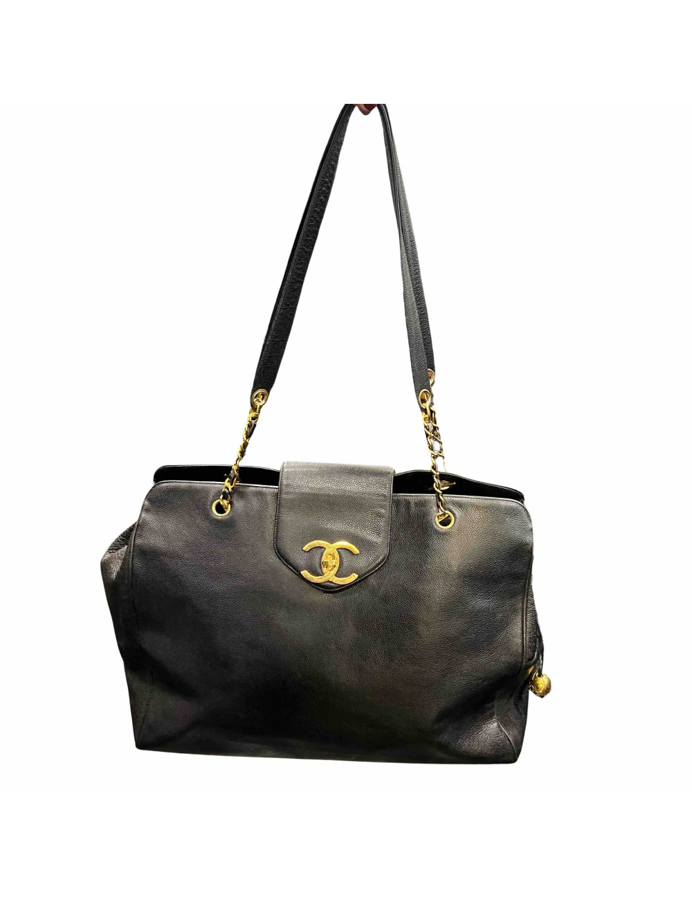 Cabas XL CHANEL cuir caviar noir