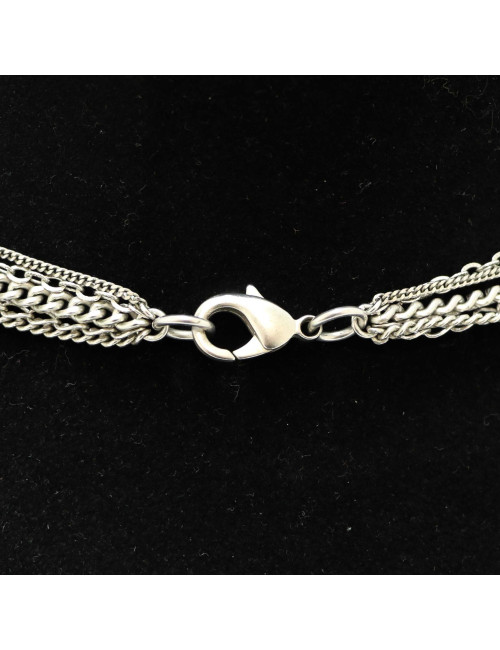 Sautoir Camélia CHANEL multirangs argent