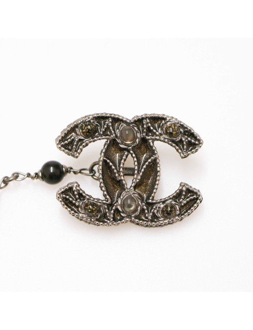 Ceinture sautoir CHANEL chaine perles ambre irisé