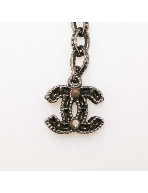 Ceinture sautoir CHANEL chaine perles ambre irisé