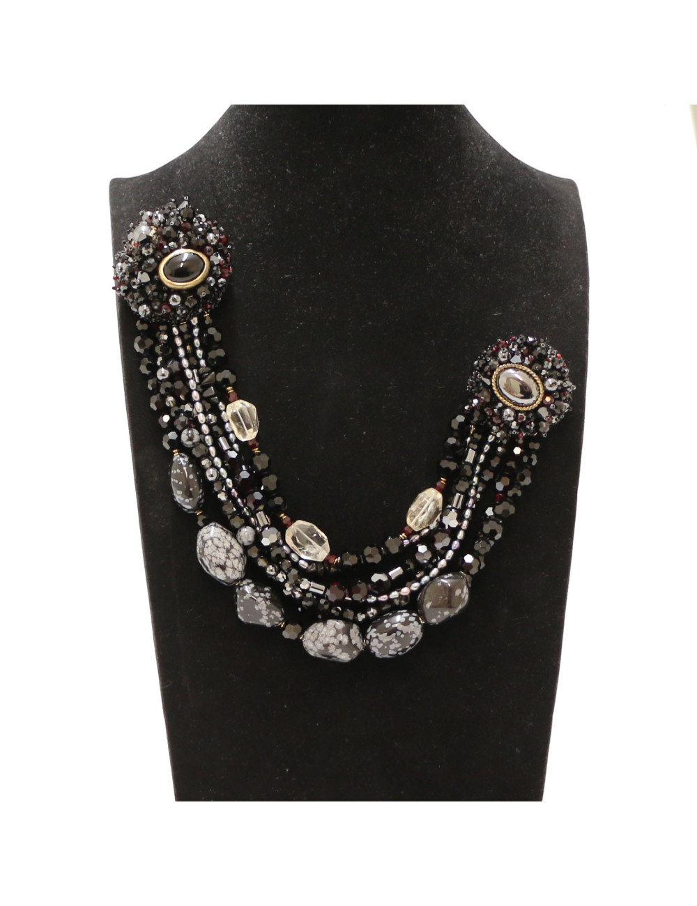 Broche chatelaine CHANEL multirangs pierres