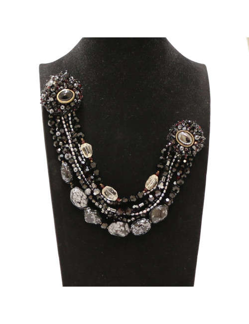 Broche chatelaine CHANEL multirangs pierres