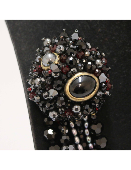 Broche chatelaine CHANEL multirangs pierres