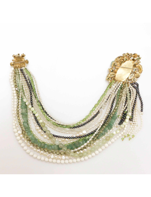 CHANEL pearls and stones chatelaine brooch