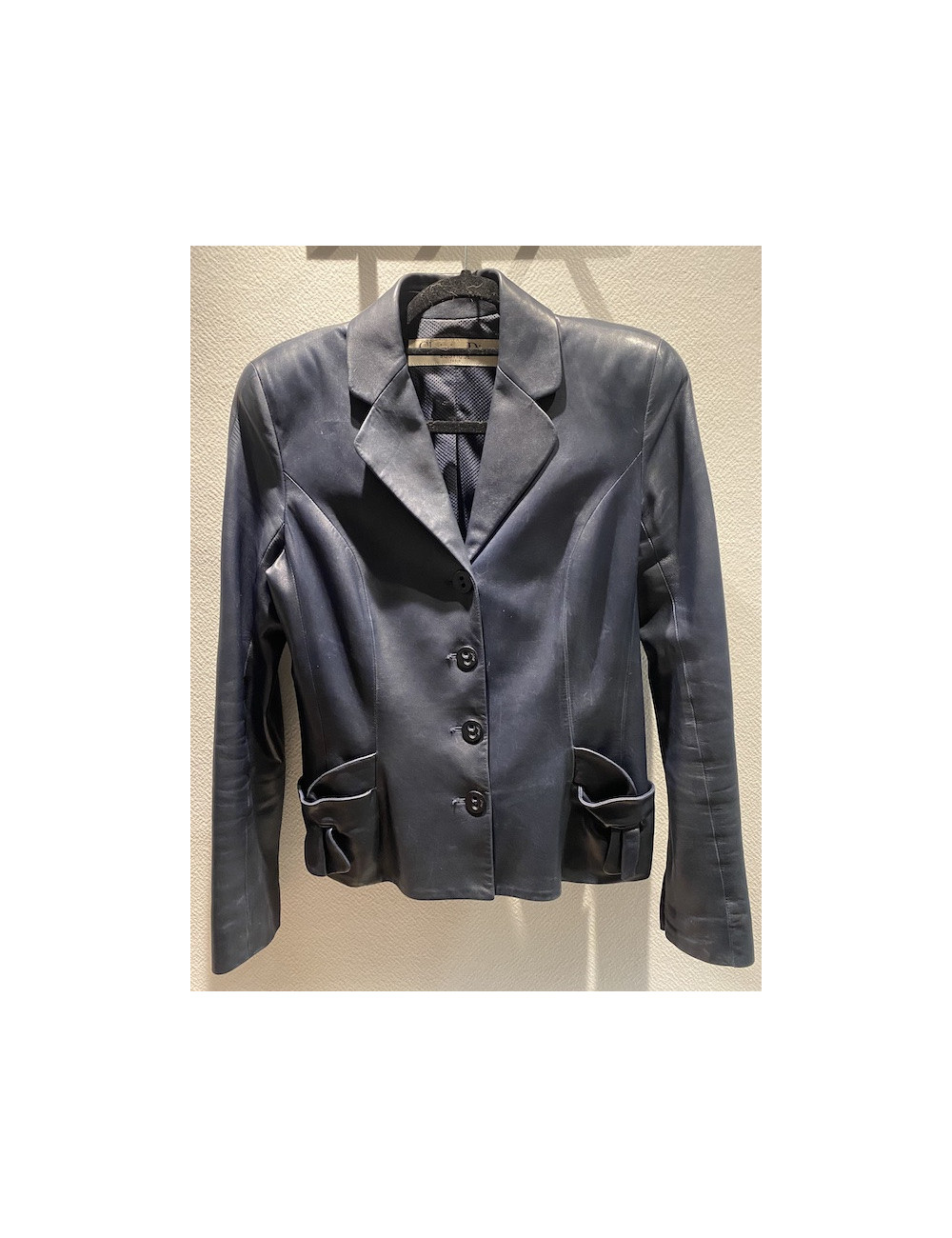 Veste T 42 CHRISTIAN DIOR cuir d'agneau bleu