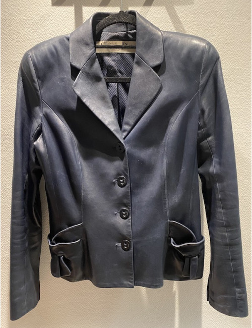 Veste T 42 CHRISTIAN DIOR cuir d'agneau bleu