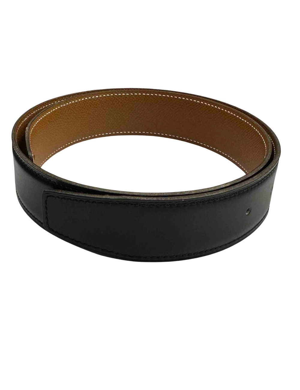 HERMES reversible 'H' belt in black box leather size 65
