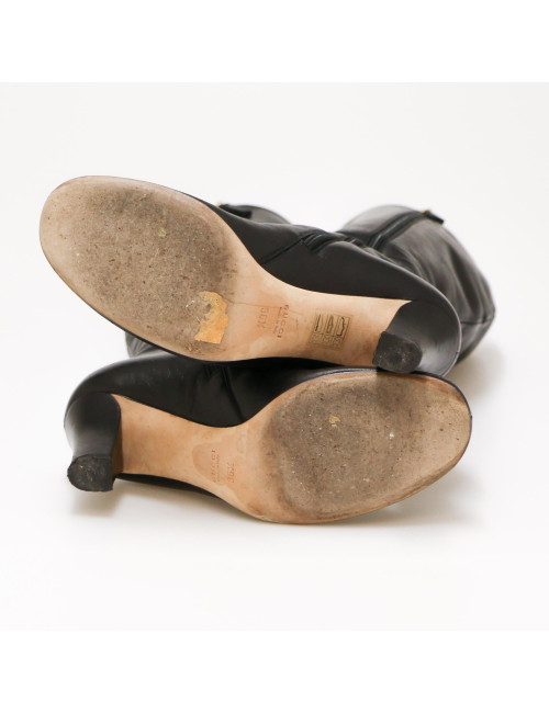 Bottes GUCCI T 36.5 cuir d'agneau souple noir