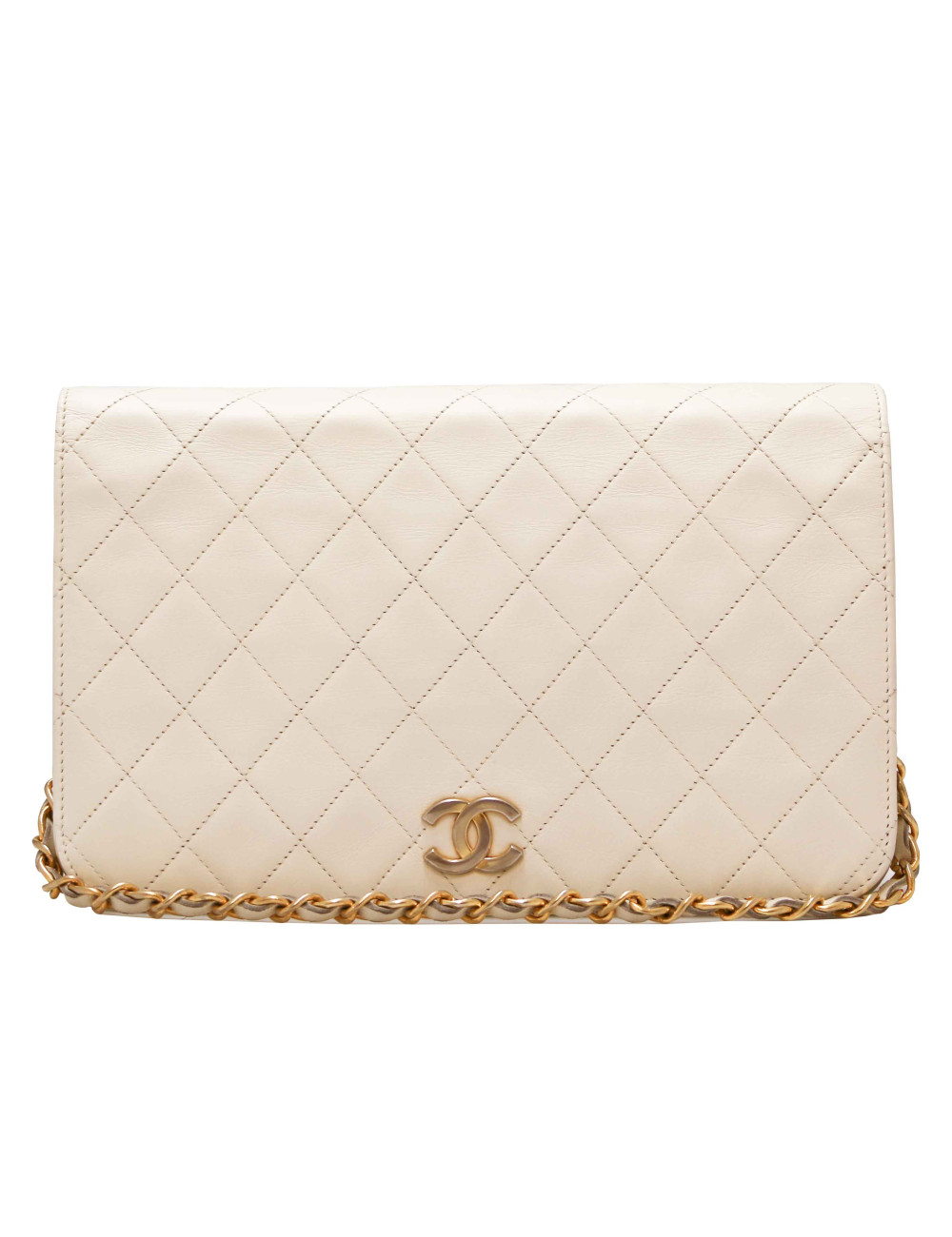 Sac vintage CHANEL cuir blanc