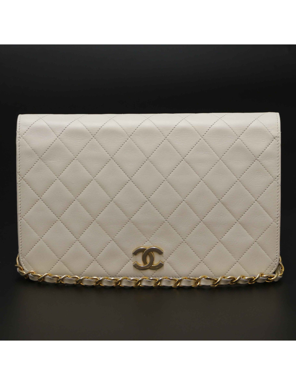 Sac vintage CHANEL cuir blanc