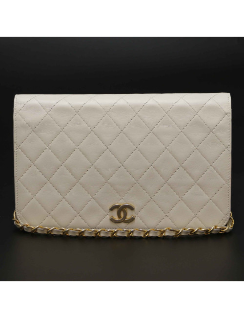 Sac vintage CHANEL cuir blanc