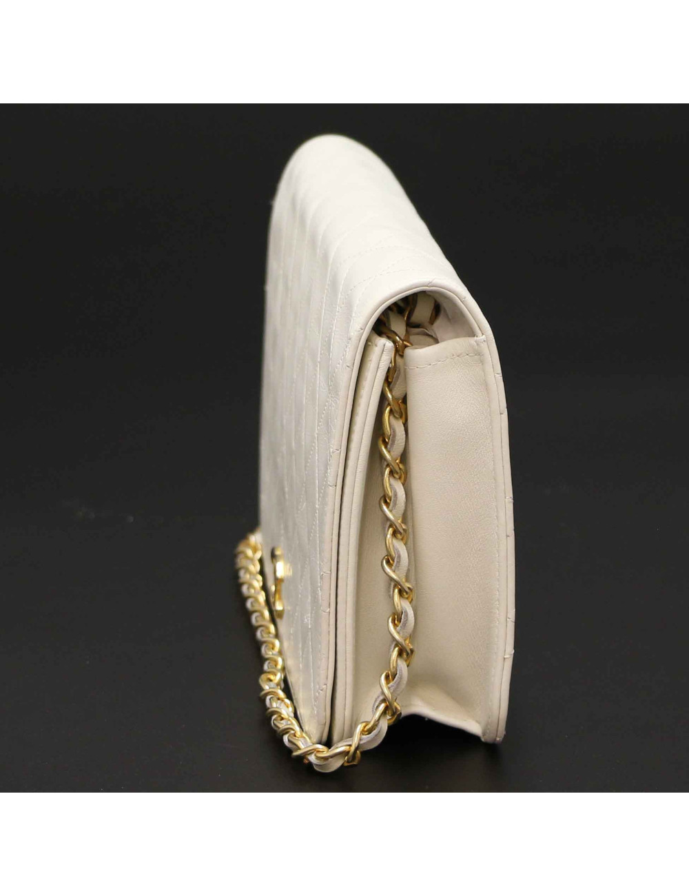 Sac vintage CHANEL cuir blanc