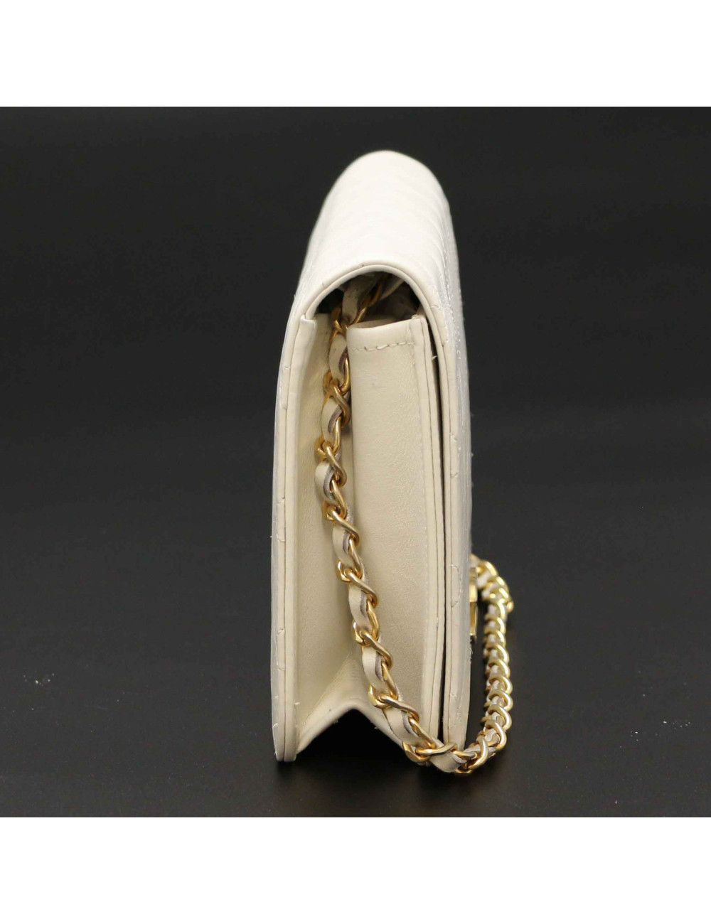 Sac vintage CHANEL cuir blanc