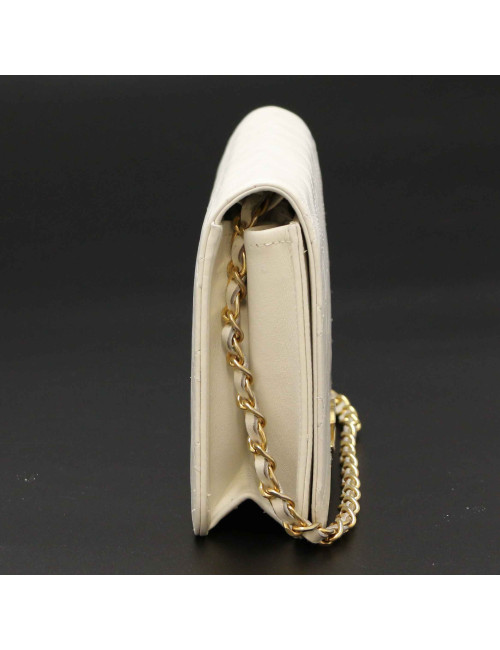 Sac vintage CHANEL cuir blanc