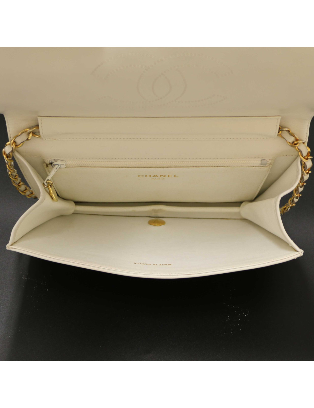 Sac vintage CHANEL cuir blanc