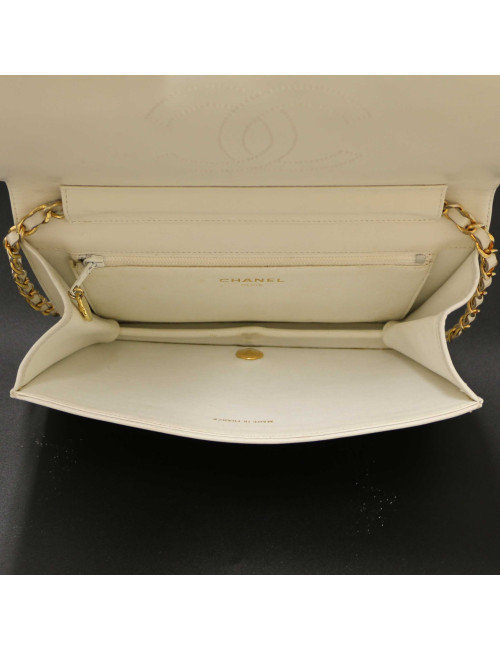 Sac vintage CHANEL cuir blanc