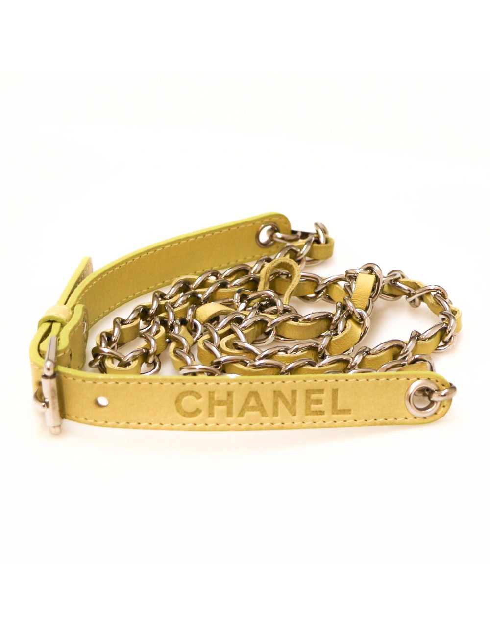CHANEL yellow leather belt