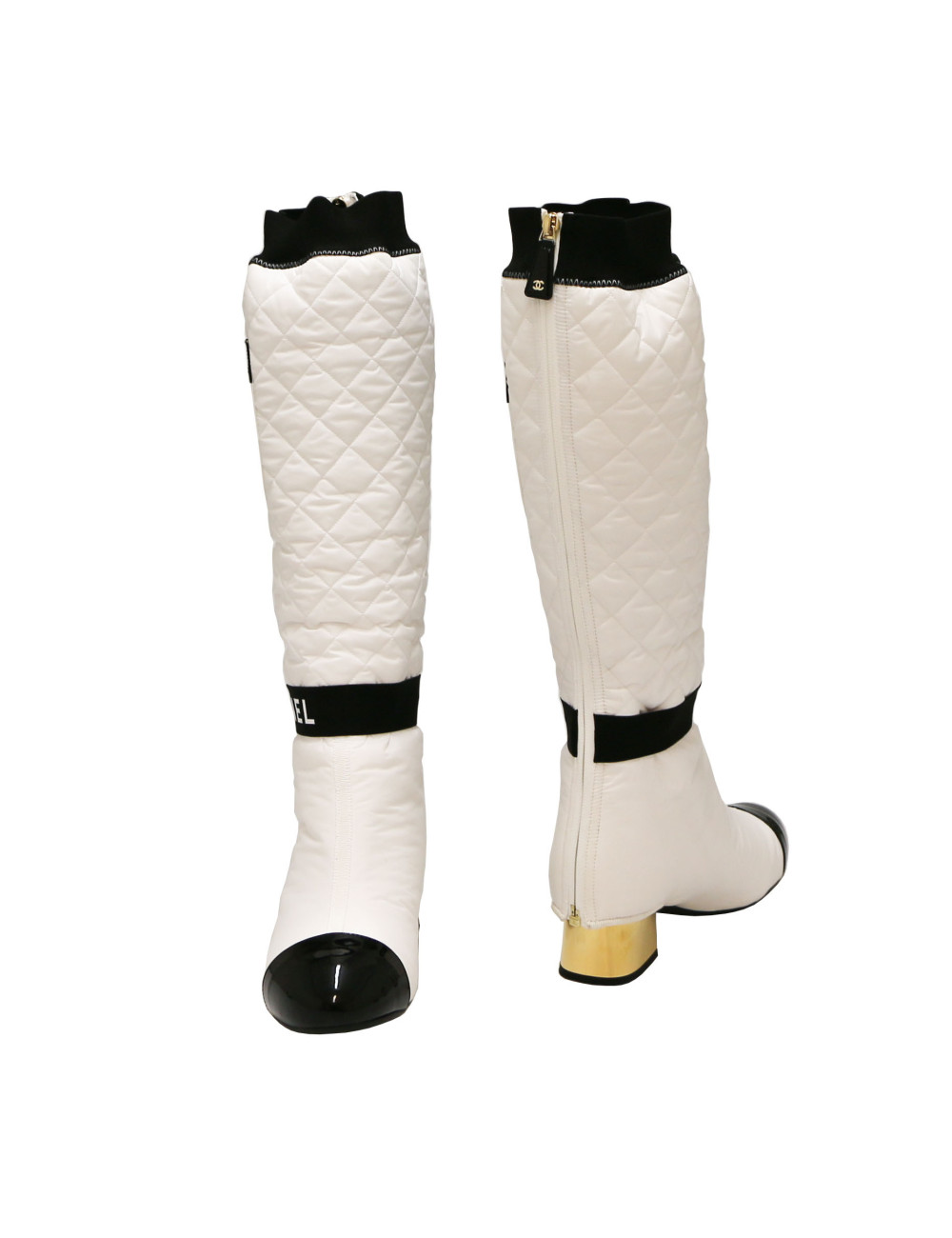 Bottes CHANEL T37  Collector guetres amovibles blanches