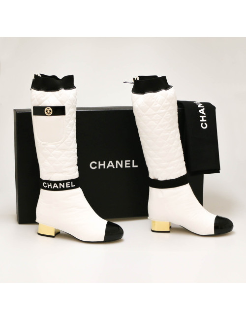 CHANEL boots with removable white gaiters size 37FR