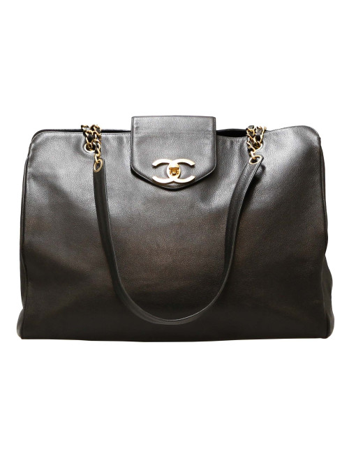 Cabas XL CHANEL cuir caviar noir