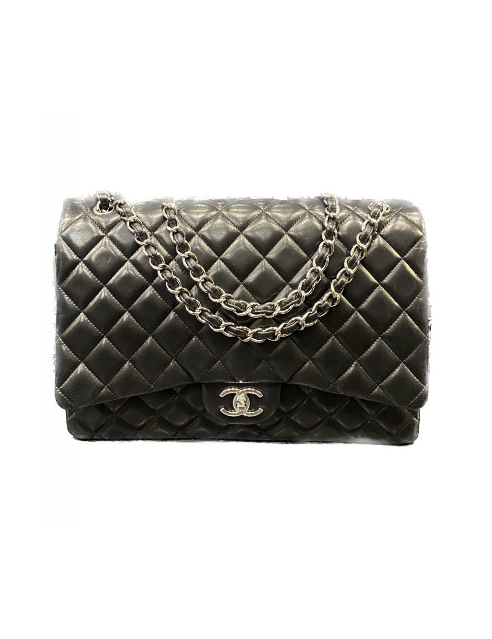 Maxi Jumbo CHANEL cuir d'agneau noir
