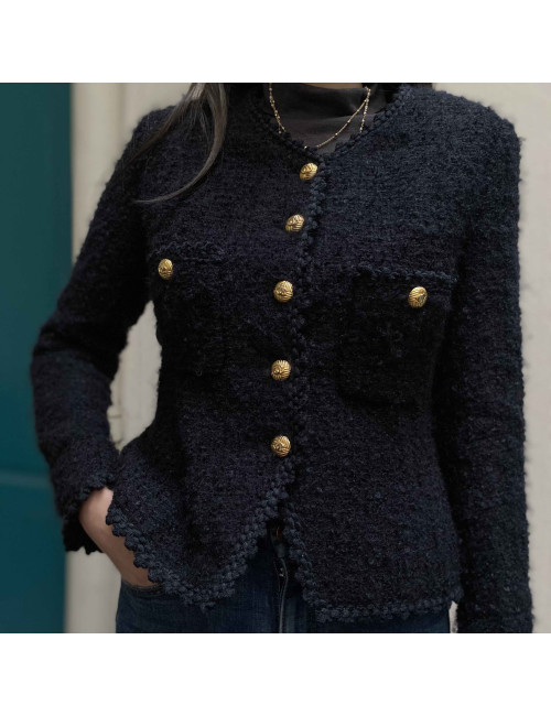 Veste CHANEL T 36 tweed bleu